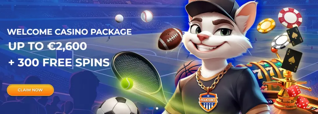 Banner for the casino welcome package at FeliceBet.