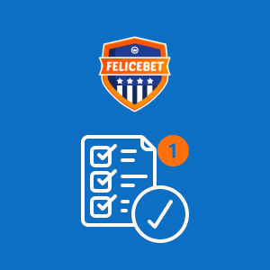 Felicebet logo with a checklist icon indicating the first step of the form is completed.