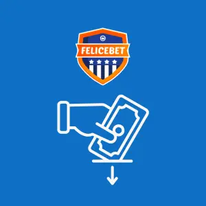 FeliceBet logo with an icon of a hand holding money and placing it into a slot.