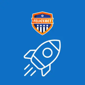 Felicebet logo with a rocket symbol indicating fast action.